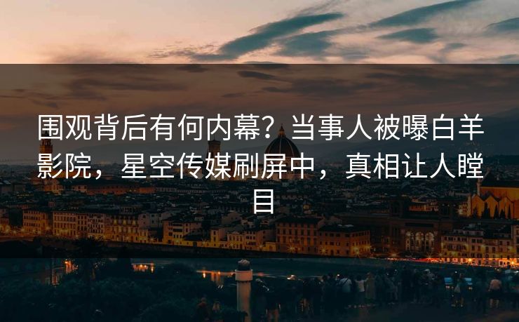 围观背后有何内幕？当事人被曝白羊影院，星空传媒刷屏中，真相让人瞠目