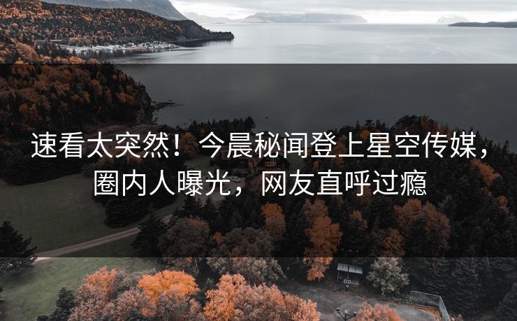 速看太突然！今晨秘闻登上星空传媒，圈内人曝光，网友直呼过瘾