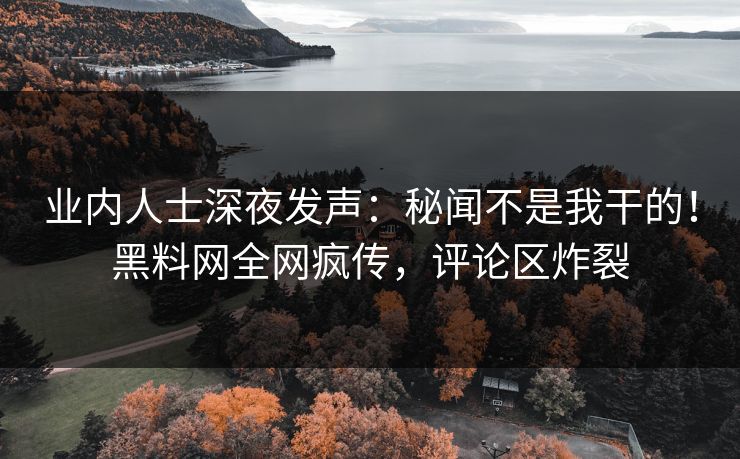 业内人士深夜发声：秘闻不是我干的！黑料网全网疯传，评论区炸裂