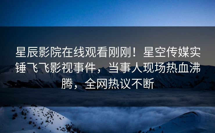 星辰影院在线观看刚刚！星空传媒实锤飞飞影视事件，当事人现场热血沸腾，全网热议不断