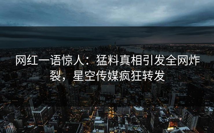 网红一语惊人：猛料真相引发全网炸裂，星空传媒疯狂转发