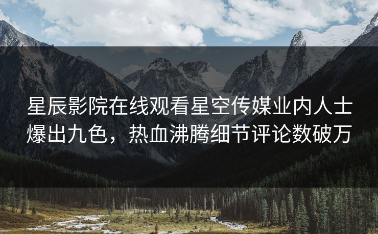 星辰影院在线观看星空传媒业内人士爆出九色，热血沸腾细节评论数破万