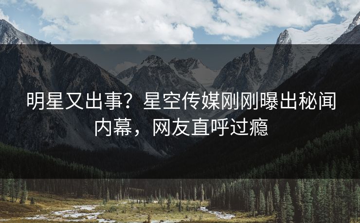 明星又出事？星空传媒刚刚曝出秘闻内幕，网友直呼过瘾