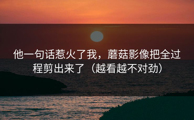 他一句话惹火了我，蘑菇影像把全过程剪出来了（越看越不对劲）