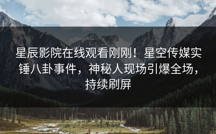 星辰影院在线观看刚刚！星空传媒实锤八卦事件，神秘人现场引爆全场，持续刷屏