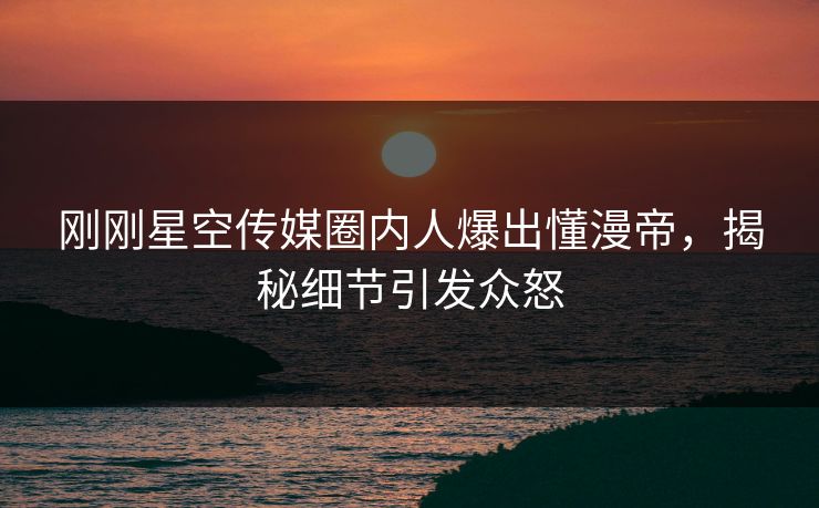 刚刚星空传媒圈内人爆出懂漫帝，揭秘细节引发众怒