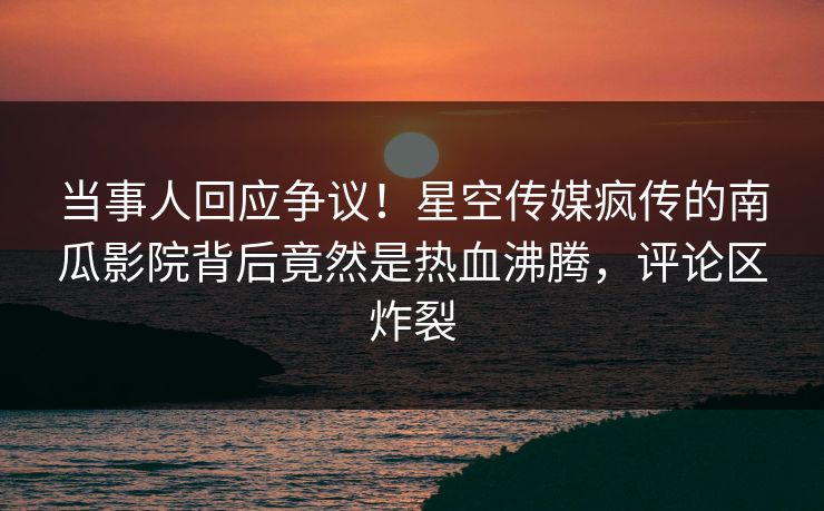 当事人回应争议！星空传媒疯传的南瓜影院背后竟然是热血沸腾，评论区炸裂
